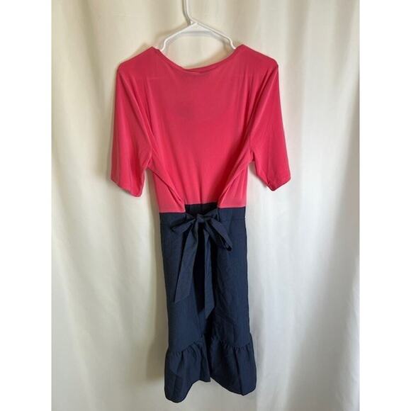 Nina Leonard Womens Spring Rose/Blue Burgundy Miracle Matte Jersey Dress XL - Picture 2 of 7